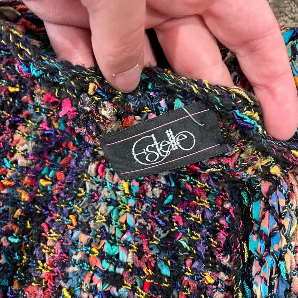 ESTELLE Vintage 80s Rainbow Cardigan Sweater Art To Wear - Picture 11 of 12